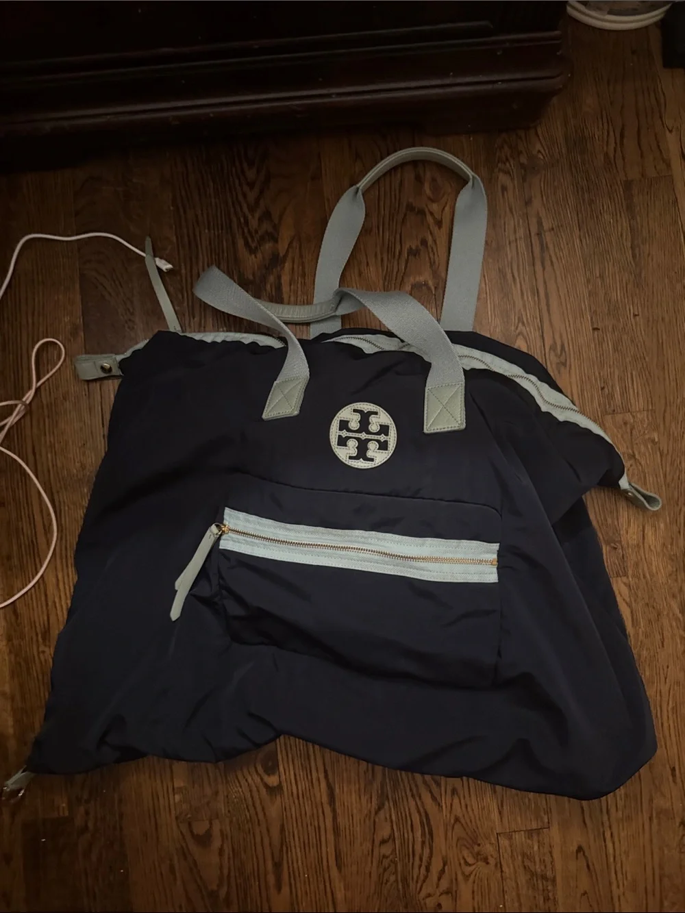 Tory Burch Navy and Light Blue Convertible Tote